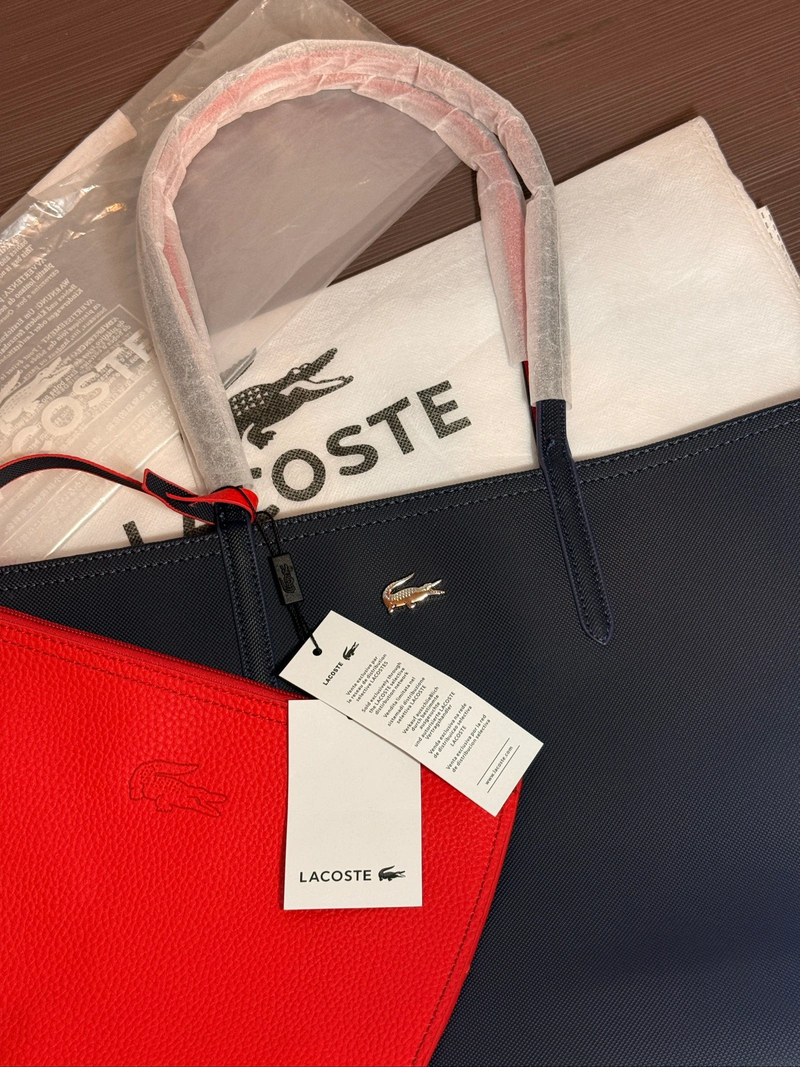 Bolsa tote Lacoste reversível - Azul e Vermelho – photo 7